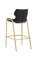 Wood Grain Metal Barstool with Black Vinyl Seat