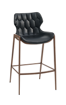 Wood Grain Metal Barstool with Black Vinyl Seat