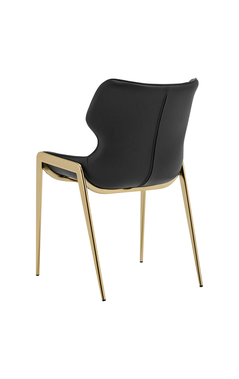 Indoor Gold Metal Chair with Black Vinyl Seat
