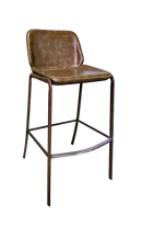 Wood Grain Barstool with Brown Vinyl Back & Seat for Indoor Use -Discontinued