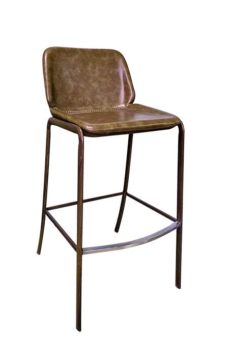 Wood Grain Barstool with Brown Vinyl Back & Seat for Indoor Use -Discontinued