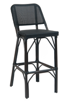Black Armless Aluminum Barstool with Poly Woven Back & Seat