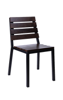 Metal Chair with Slatted Ashwood Seat & Back in Walnut Color for Indoor Use