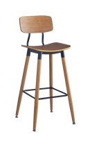 Wood Grain Steel Barstool in Light Cherry Finish w/ Veneer Seat & Back