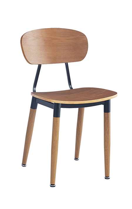 Wood Grain Steel Chair in Light Cherry Finish w/ Veneer Seat & Back