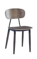 Wood Grain Steel Chair in Light Walnut Finish w/ Veneer Seat & Back