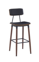 Wood Grain Steel Barstool in Brown Finish w/ Black Vinyl Seat & Back for Indoor Use