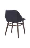 Indoor Dark Walnut Modern Metal Chair with Black Vinyl Seat