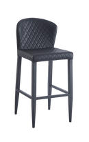 Diamond Pattern Stitched Metal Barstool w/ Black Vinyl Seat & Back for Indoor Use