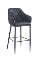 Metal Barstool w/ Large Diamond Pattern Stitched Vinyl Seat in Black