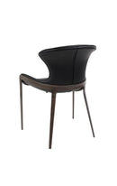 Minimalist Metal Chair with Black Vinyl Seat and Carbon Fiber Style Backrest for Indoor Use