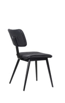 Black Metal Chair with Vinyl Padded Seat & Back with Vertical Stitched Design for Indoor Use