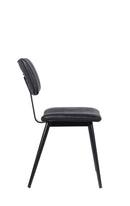 Black Metal Chair with Vinyl Padded Seat & Back with Vertical Stitched Design for Indoor Use