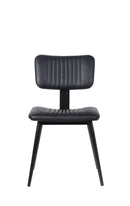 Black Metal Chair with Vinyl Padded Seat & Back with Vertical Stitched Design for Indoor Use