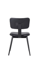 Black Metal Chair with Vinyl Padded Seat & Back with Vertical Stitched Design for Indoor Use