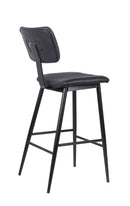 Black Metal Barstool with Vinyl Padded Seat & Back with Vertical Stitched Design for Indoor Use