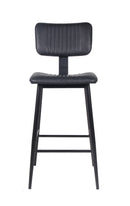 Black Metal Barstool with Vinyl Padded Seat & Back with Vertical Stitched Design for Indoor Use