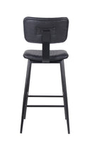 Black Metal Barstool with Vinyl Padded Seat & Back with Vertical Stitched Design for Indoor Use