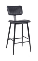 Black Metal Barstool with Vinyl Padded Seat & Back with Vertical Stitched Design for Indoor Use