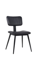 Black Metal Chair with Vinyl Padded Seat & Back with Vertical Stitched Design for Indoor Use