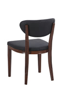 Indoor Dark Walnut Metal Chair with Black Vinyl Seat and Diamond-Stitched Back