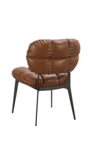 Indoor Brown Vinyl Upholstered Metal Chair with Segmented Seat and Back