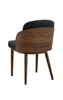 Indoor Black Vinyl Chair with Vertical Stitched Back and Walnut Veneer Woodgrain Metal Frame