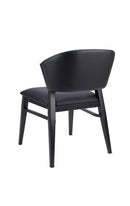 Black Padded Vinyl Indoor Dining Chair with Curved Back and Metal Frame