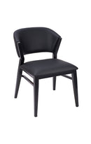 Black Padded Vinyl Indoor Dining Chair with Curved Back and Metal Frame