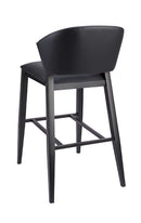 Black Padded Vinyl Indoor Barstool with Curved Back and Metal Frame
