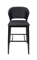 Black Padded Vinyl Indoor Barstool with Curved Back and Metal Frame