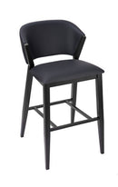 Black Padded Vinyl Indoor Barstool with Curved Back and Metal Frame