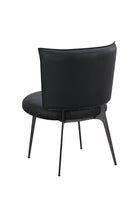 Indoor Black Metal Chair with Padded Vinyl Seat and Curved Back