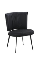 Indoor Black Metal Chair with Padded Vinyl Seat and Curved Back