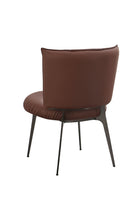Indoor Black Metal Chair with Brown Padded Vinyl Seat and Curved Back
