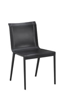 Contemporary Indoor Black Metal Chair with Black Vinyl Seat and Back