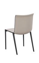 Contemporary Indoor Black Metal Chair with Cream Vinyl Seat and Back