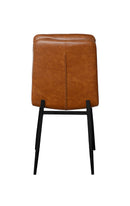 Camel Brown Padded Vinyl Dining Chair with Horizontal Channel Back and Black Metal Legs
