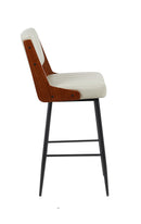 Indoor Metal Barstool with Cream Vinyl Seat and Walnut Veneer Back Supports