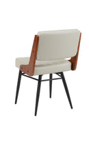 Indoor Metal Chair with Cream Vinyl Seat and Walnut Veneer Back Supports
