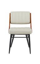 Indoor Metal Chair with Cream Vinyl Seat and Walnut Veneer Back Supports