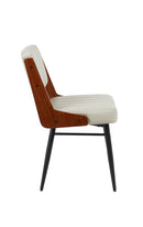 Indoor Metal Chair with Cream Vinyl Seat and Walnut Veneer Back Supports