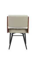 Indoor Metal Chair with Cream Vinyl Seat and Walnut Veneer Back Supports