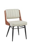 Indoor Metal Chair with Cream Vinyl Seat and Walnut Veneer Back Supports