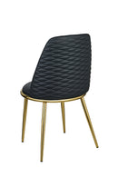 Indoor Black Vinyl Chair with Quilted Wave Back and Gold Metal Frame