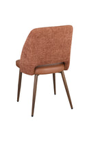 Indoor Caramel Brown Metal Chair with Vinyl Padded Seat & Back and Woodgrain Frame