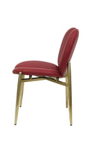 Indoor Burgundy Vinyl Chair with Heart-Shaped Back and Gold Metal Frame