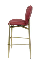 Indoor Burgundy Vinyl Barstool with Heart-Shaped Back and Gold Metal Frame