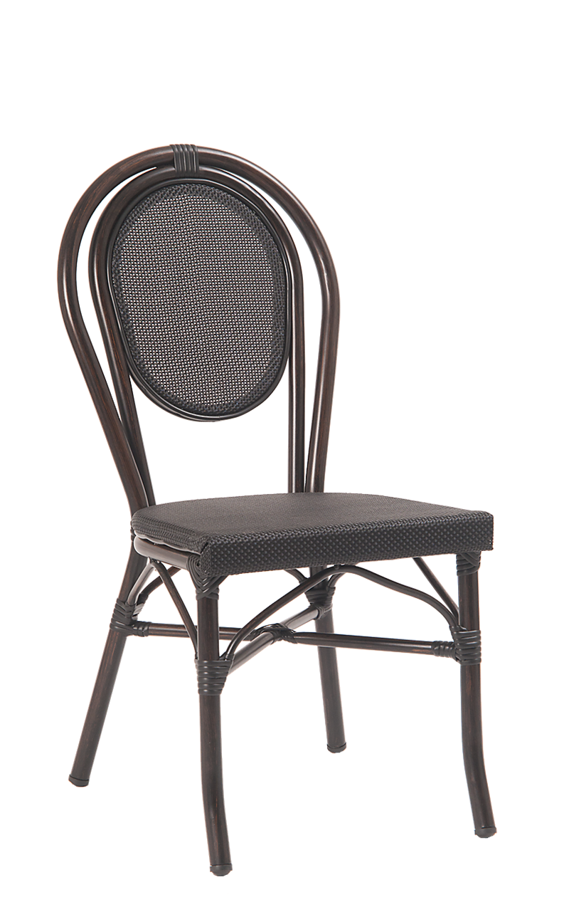 Aluminum/ Synthetic Rounded Wicker Chair in Bamboo-looking Finish, Stackable