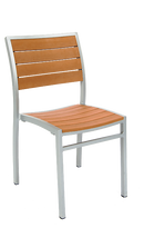 Aluminum Chair with Imitation Teak Slats, Grey Finish Frame